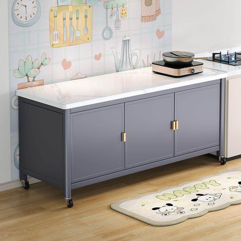 对开门岩板厨房置物架落地多层收纳柜多功能微波炉烤箱切菜餐边柜,淘宝优惠券,粉丝福利购,淘宝优惠卷