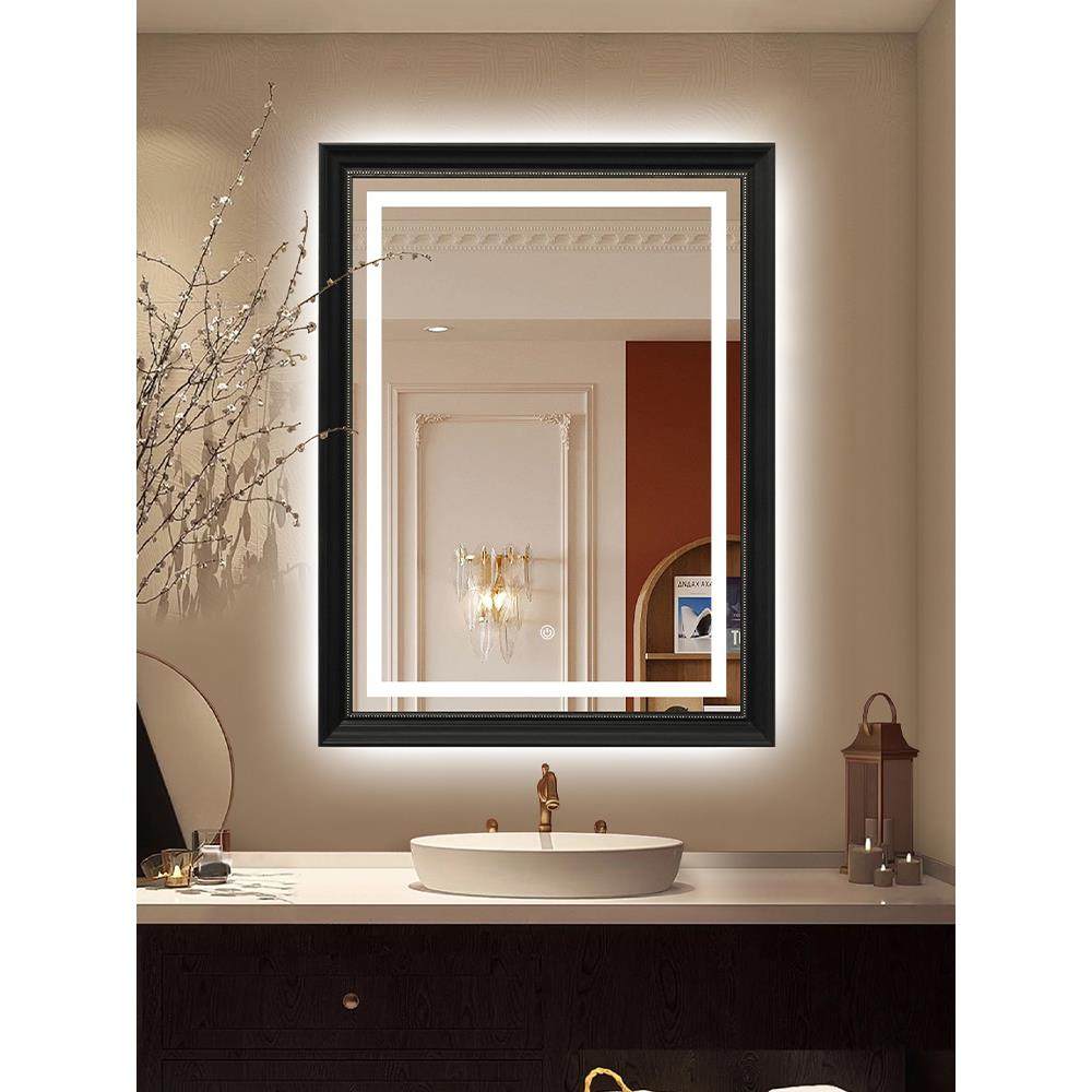 BOLEN方形浴室镜子壁挂卫生间复古风美式做旧欧式白色边框LED化妆,淘宝优惠券,粉丝福利购,淘宝优惠卷