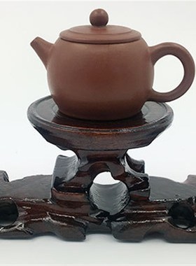 圆形茶杯垫木质紫砂壶实木奇石摆件底座木托博古架中高
