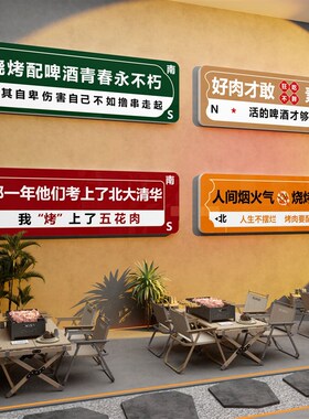 网红烧烤店装饰创意墙面海报工业风串串餐饮烤肉布置背景贴纸壁画