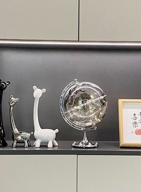 轻奢透明地球仪摆件家居客厅酒柜电视柜装饰品创意办公室书桌摆设