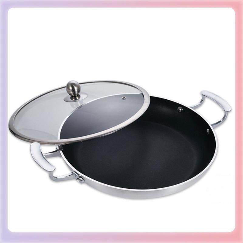 3YK特色餐具商用不粘煎锅 双耳平底锅干锅焖锅加大不沾锅电磁炉专,淘宝优惠券,粉丝福利购,淘宝优惠卷