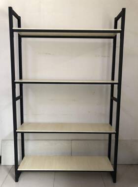 简易钢木置物架展示架多层落地钢木货架便利店文具饰品店货架