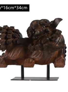 新中式麒麟狮子摆件样板房书房客厅酒柜软装饰品东方创意时尚摆设