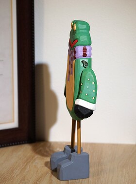 《青蛙暖男》手工木雕小摆件可爱卡通办公室家居桌面装饰品礼物