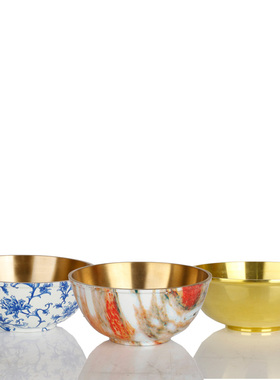 纯铜碗摆件铜金饭碗家用佛具碗餐具铜聚宝盆摆件工艺品