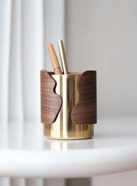 虚室杂陈新款现代创意客厅置收纳办公书房摆件笔筒手工实木盒物