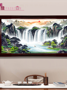 新中式大尺寸电表箱装饰画配电箱实木框挂画液压上翻可免打孔定做