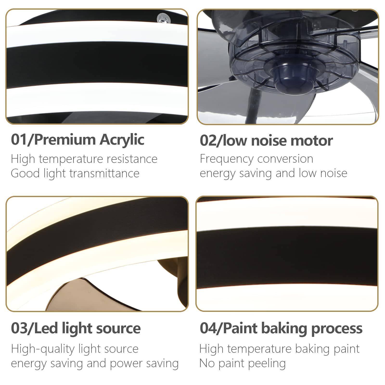 风扇灯餐厅极简风灯饰照明客厅卧室静音吊扇灯家用一体吸顶风扇灯 - 图2