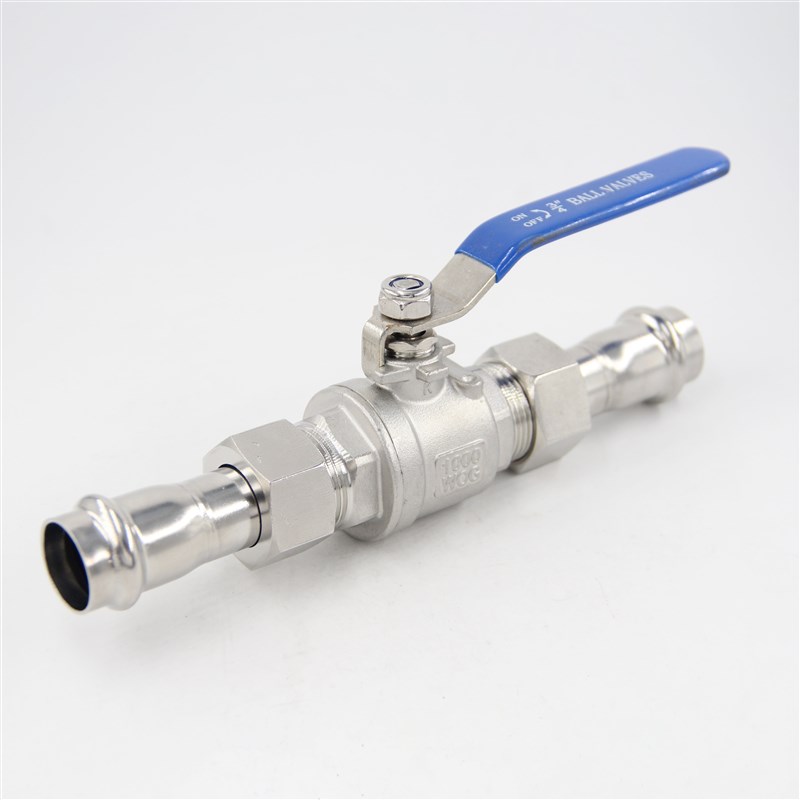 304不锈钢双卡压活接球阀4分6分薄壁水管两片式卡压阀门管件 - 图1