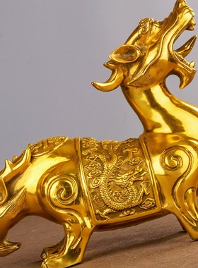 铜天龙地虎摆件黄铜两头兽镇宅大号家居客厅办公室工艺品开业礼品