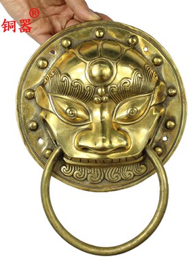 宇卓铜器仿古门兽头  纯铜门环工艺品摆件黄铜门环铜兽头拉手