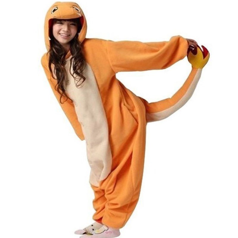 神奇宝贝喷火龙成人卡通连体睡衣男儿童可爱动漫女宝宝家居服演出 - 图0