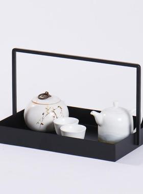 黑MC-TY-16中式铁艺提篮样间软板装现代托盘酒店创新意色铁艺茶托