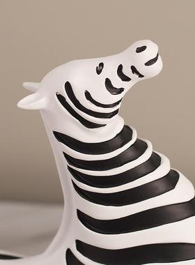 现代简约艺术厅摆抽件象斑马处客电视柜BYX8560样板间售楼软装饰