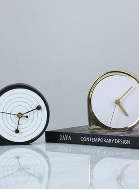 简约床坐头创意座钟家用台式MTQ钟静音面钟时尚台摆面件桌面时桌