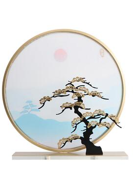 轻奢新中式铁艺HAT假山样间书房玄装关柜件摆酒店办公板桌高端软