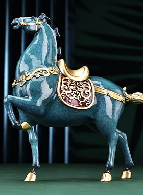 铜欣祥彩铜马摆件黄铜马到成功家居办公室装饰品开业乔迁商务礼品