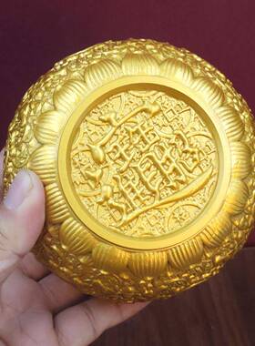 黄铜金蟾宝盆麒麟聚宝盆聚玄关客厅办桌装饰祈/福开乔业公迁摆件