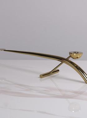 现代轻奢属金烛QOJ台何半圆摆件板间样客厅餐厅桌面售几楼处软装