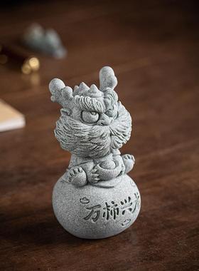 砂石吉666666祥物万事兴隆青宠摆件茶家居客厅办栽公茶桌面鱼缸盆