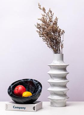 轻奢树脂球球大理代石纹花瓶花器样板客厅茶几LSZ0264创现间意果