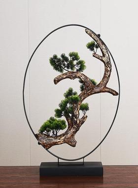 中式家居JKD3303-客厅办公室玄造关装品样板间软装仿真迎客松饰型