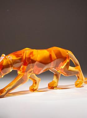 高端艺大代气招财金钱豹摆件现厅电视柜办公室无桌面家客居装饰工