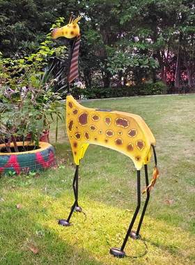 落仿真长鹿摆件地户颈外铁艺动W-G19208物太别阳能灯花园林景观墅