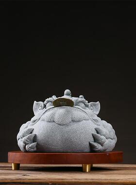 装财金蟾富得流油鱼招缸品造景家居客厅饰摆件创意精国潮桌面CSZW