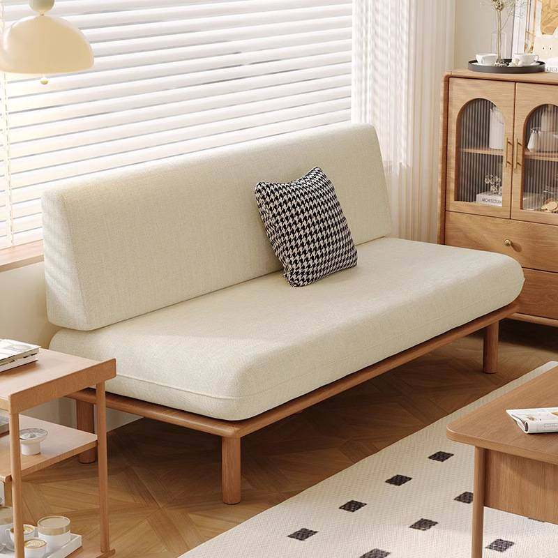日式小户型客厅实木无扶手可拆洗懒人沙发原木风民宿棉麻双人沙发,淘宝优惠券,粉丝福利购,淘宝优惠卷