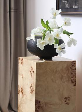 形上法式中古雕台木底墩子树瘤复古座家居艺术OII落塑地摆件