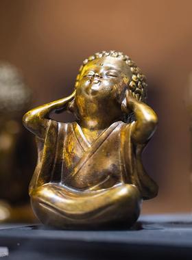 朱炳仁四不小和宠摆铜 四不小和尚中式桌面铜件精品家居饰茶道茶