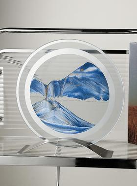 意流沙画创送沙漏玄关双面镜流桌面摆件家居客厅柜电酒视柜装饰品