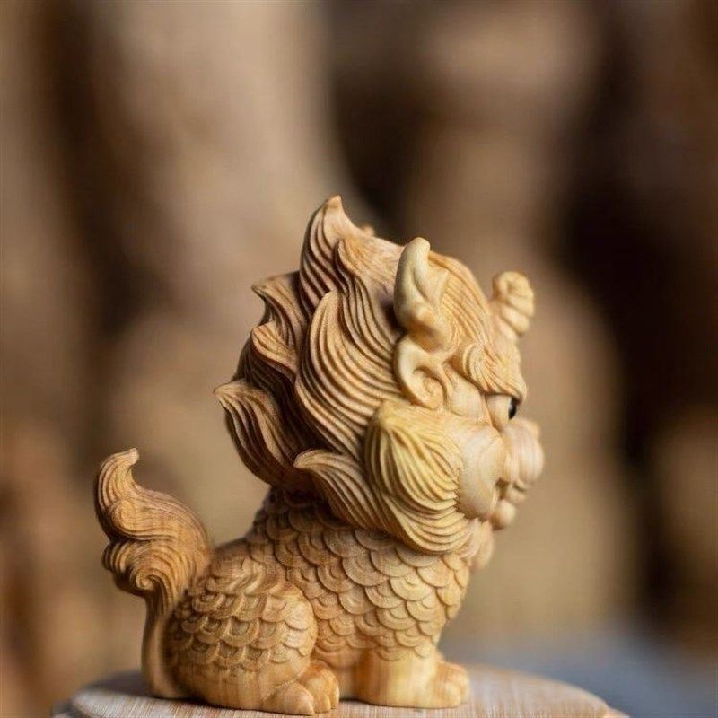 小叶黄杨木雕刻文玩随身手把件瑞兽麒麟车载办公桌装饰工艺品摆件,淘宝优惠券,粉丝福利购,淘宝优惠卷