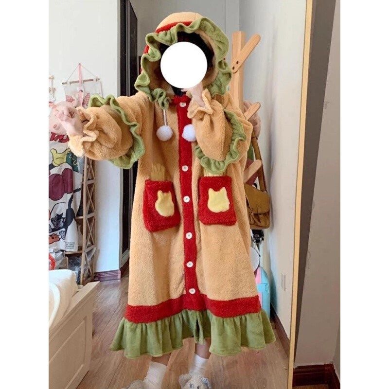 汉堡睡衣吃堡堡加厚大码睡袍珊瑚绒保暖可爱包衣闺蜜装睡裙冬季,淘宝优惠券,粉丝福利购,淘宝优惠卷