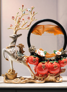 梅花鹿新中式客厅摆件实木装修风格搭配工艺装饰品玄关电视柜摆件