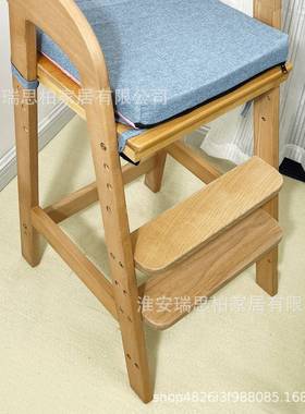 榉木儿童餐椅实木升降宝宝成长座椅家用吃饭学习桌加高凳子多功能