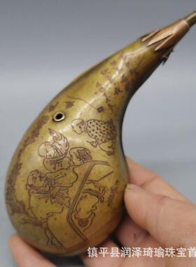 古玩铜器收艺藏小铜水工品滴文房用品摆件壶茄形AAQ墨滴水滴砚滴