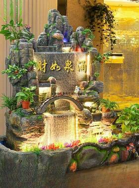 假山水喷泉招财阳台客庭院公司水厅景流观摆件循环水58726597墙幕
