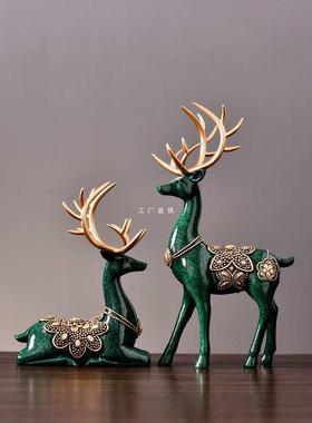 代轻奢现F87HHST6麋鹿摆件家居客厅电视酒柜装饰品柜梅桌面玄关摆