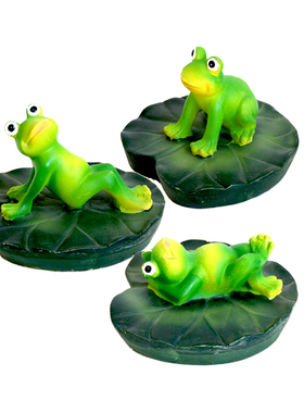 户外花园小池塘造景仿真青蛙鱼缸装饰摆件漂浮水动物树脂雕塑荷花
