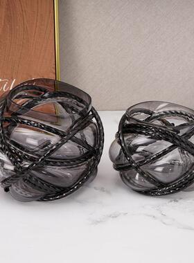 创意baochen-艺术摆件桌样面板间艺装家饰品水晶麻团摆设居软装工