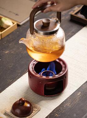 中式陶瓷温茶器家用室内烤茶炉酒精灯蜡烛暖茶炉温酒器户外煮茶炉