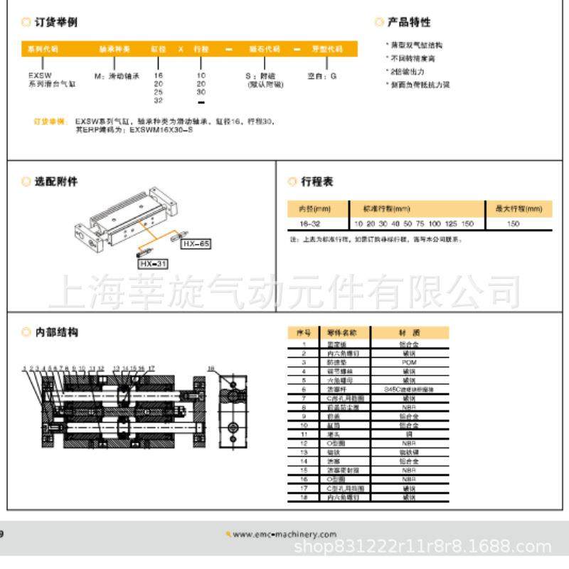 EMC亿太诺双杆气缸EXSW16X10X20X30X40X50X75X100X150-S,淘宝优惠券,粉丝福利购,淘宝优惠卷