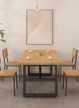 员工铁艺实木餐桌吃饭餐厅长方形10食堂桌椅组合家用39桌子简约