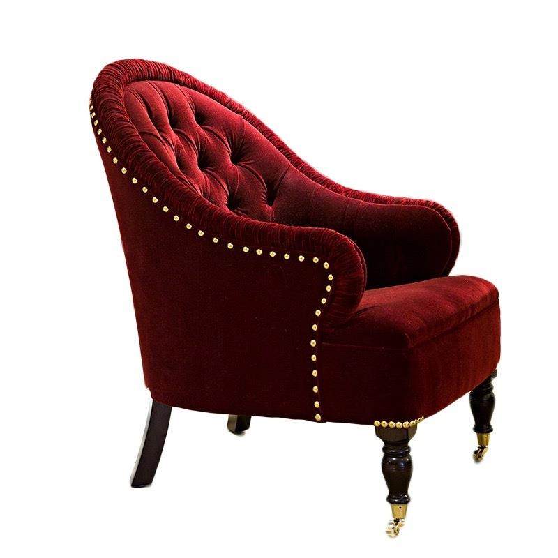 法式轻奢复古单人沙发椅褶皱拉扣沙发高靠背老虎椅实木客厅扶手椅,淘宝优惠券,粉丝福利购,淘宝优惠卷