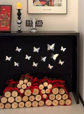 木柴原木壁墙炉木头背78467021景客厅装饭店民木材饰桩摆件橱窗陈