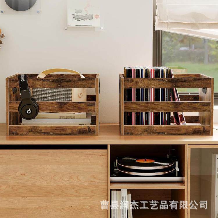 实木桌面收纳筐复古木制资料文件整理筐正方形书本杂志储物篮,淘宝优惠券,粉丝福利购,淘宝优惠卷