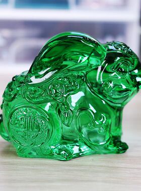 大小号黄水晶兔子摆件十二生肖生日礼物琉璃家居客厅装饰招财纳福